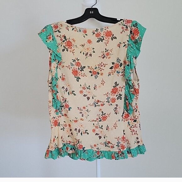 Farm Rio Floral Ruffle Blouse Large - Picture 3 of 8
